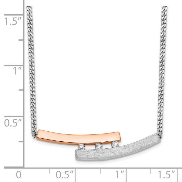 Sterling Silver RH-plate Rose Gold-plated Diamond Bar 16.5in w/1in ext Neck - Image 2