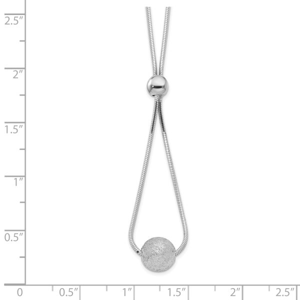 Sterling Silver Rhodium-plated Diamond-cut Beaded Drop 18in Necklace - Image 2