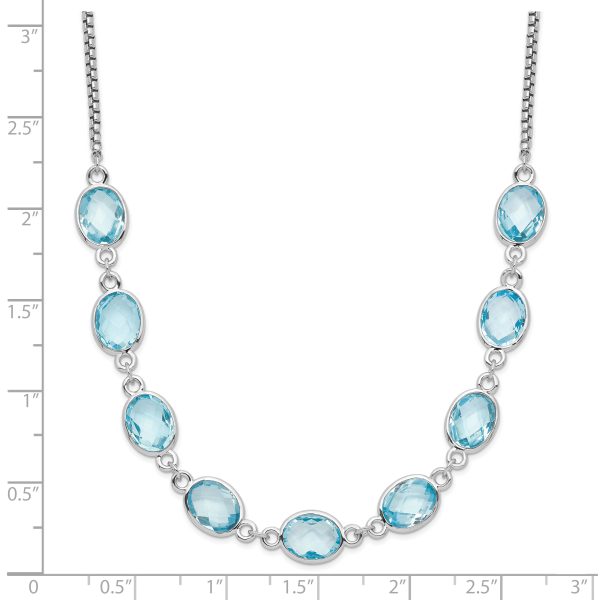 Sterling Silver Rhodium-plated Polished Blue Topaz w/2 in ext. Necklace - Image 2