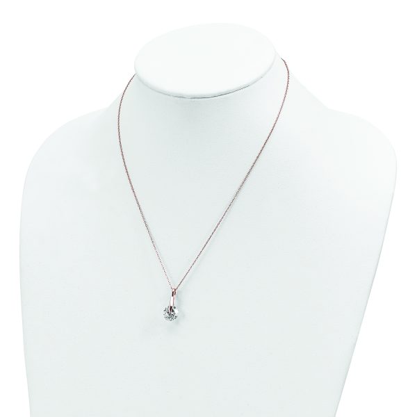 Sterling Silver Rose-tone CZ w/2 in ext. Necklace - Image 3