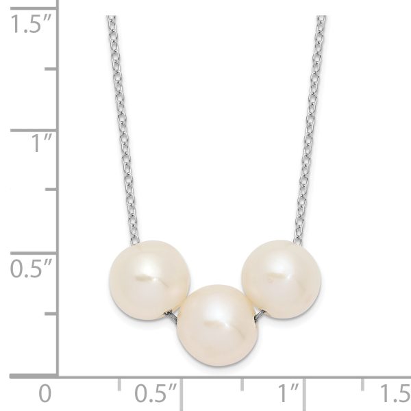 Sterling Silver Rhodium-plated 8-9mm White Near-round FWC Pearl Necklace - Image 2