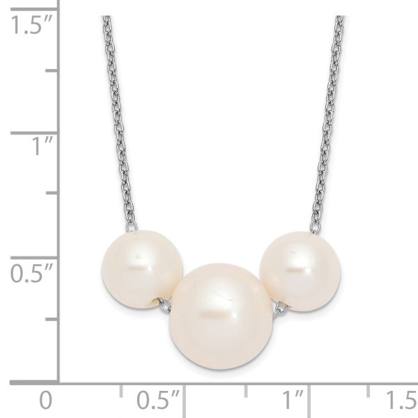 Sterling Silver Rhodium-plated 8-10mm White Near-round FWC Pearl Necklace - Image 2