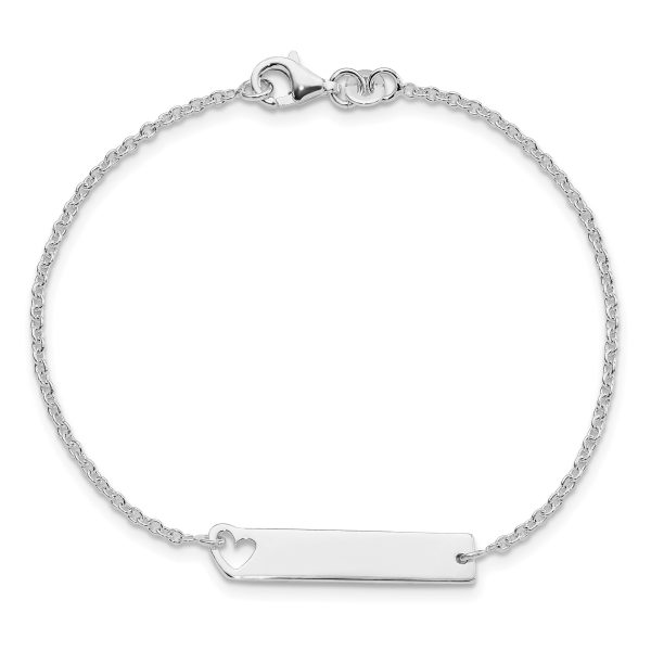 Sterling Silver Polished Heart ID 7in Bracelet - Image 3