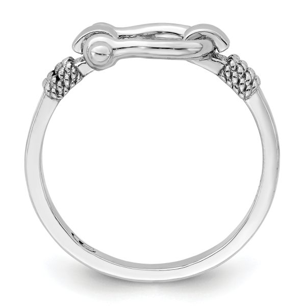 Sterling Silver Rhodium-plated Polished Shackle w/Rope Trim Ring - Image 2