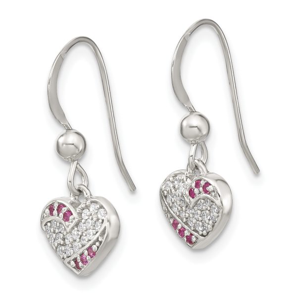 Sterling Silver Rhodium-plated CZ Heart Dangle Earring & Pendant Set - Image 2