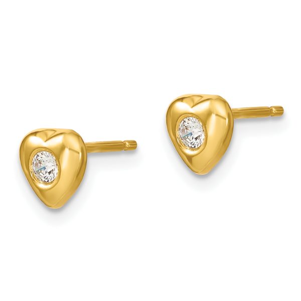 SS & Gold-tone CZ Heart Children's 14in Necklace & Post Earrings Set - Image 3
