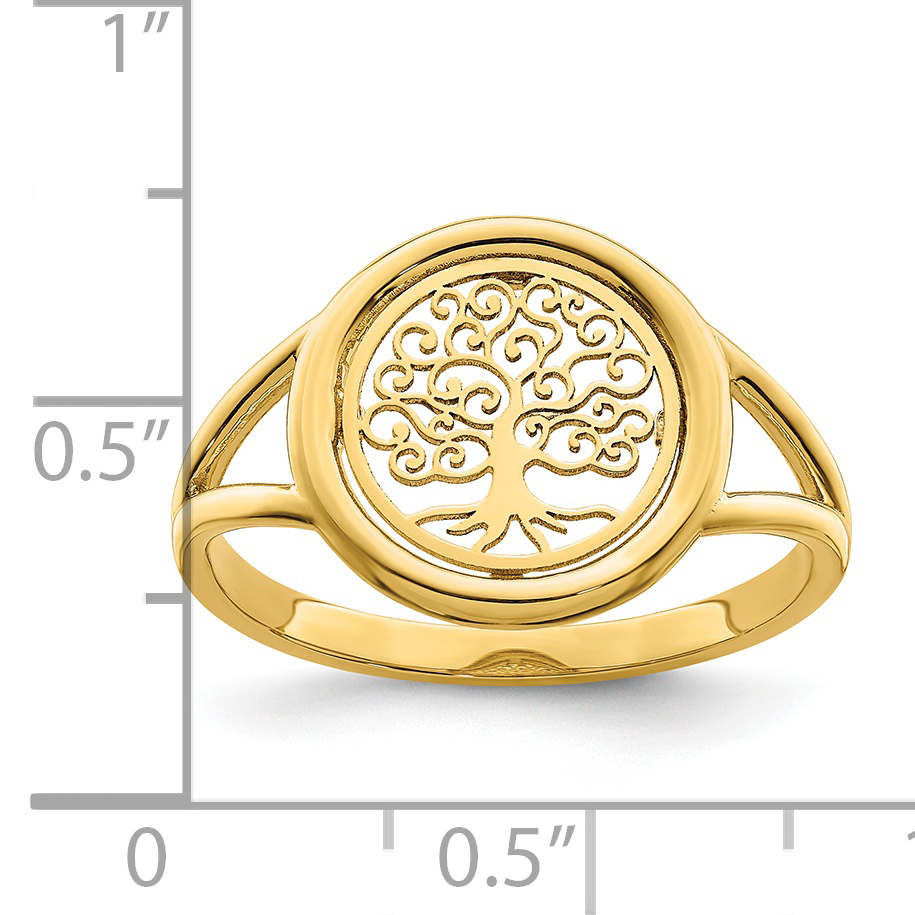 14k Polished Tree of Life in Circle Ring - Image 3