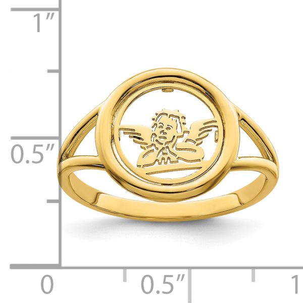 14k Polished Raphael Angel in Circle Ring - Image 3