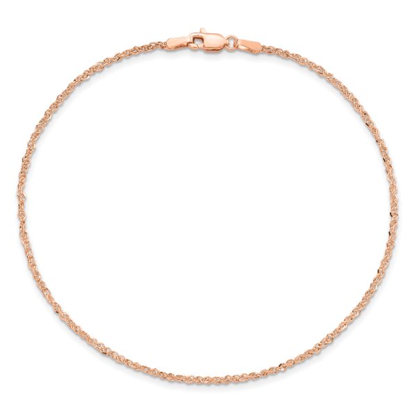 14K Rose Gold 1.7mm Ropa Chain Anklet - Image 2