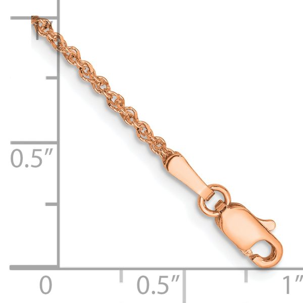 14K Rose Gold 1.7mm Ropa Chain Anklet - Image 3