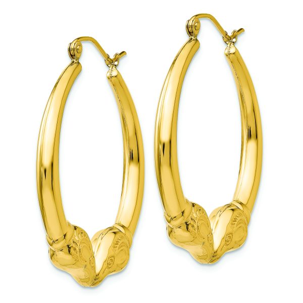 14k Polished Ram Hoop Earrings - Image 2