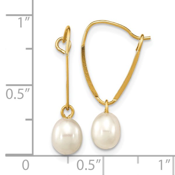 14k Madi K 6-7mm Rice White FWC Pearl Dangle Earrings - Image 2