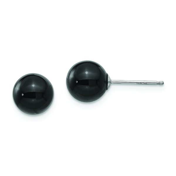 14k White Gold Madi K Onyx Bead Earrings