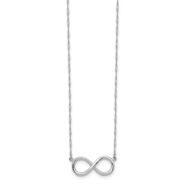 14K White Polished Infinity Necklace - Image 2