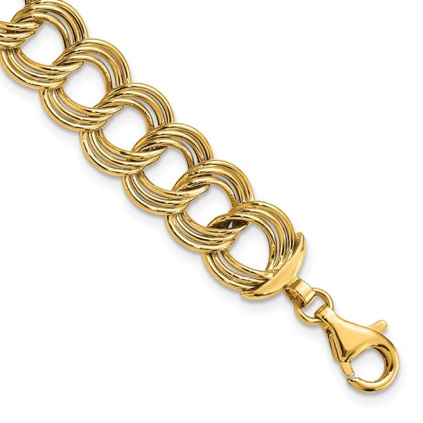 14K Polished Fancy Triple Link Bracelet