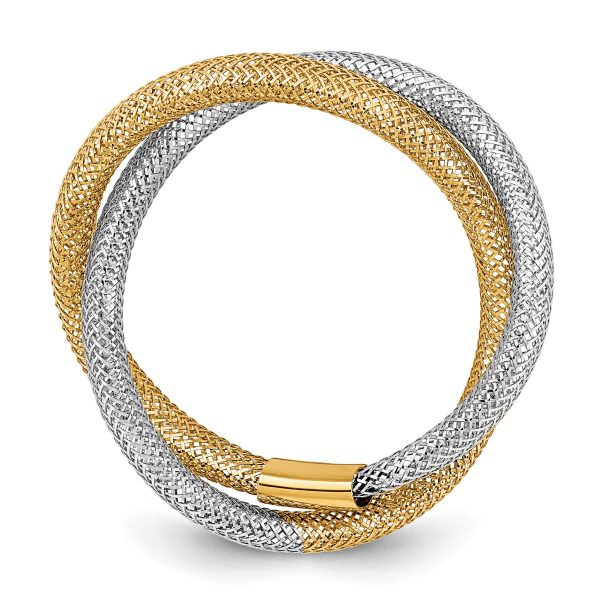 14K with Rhodium Woven Mesh Stretch Ring - Image 2