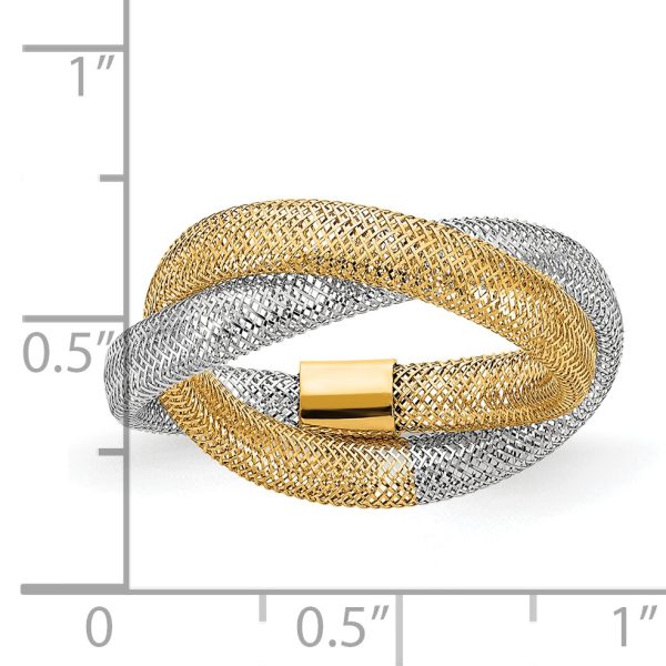 14K with Rhodium Woven Mesh Stretch Ring - Image 3