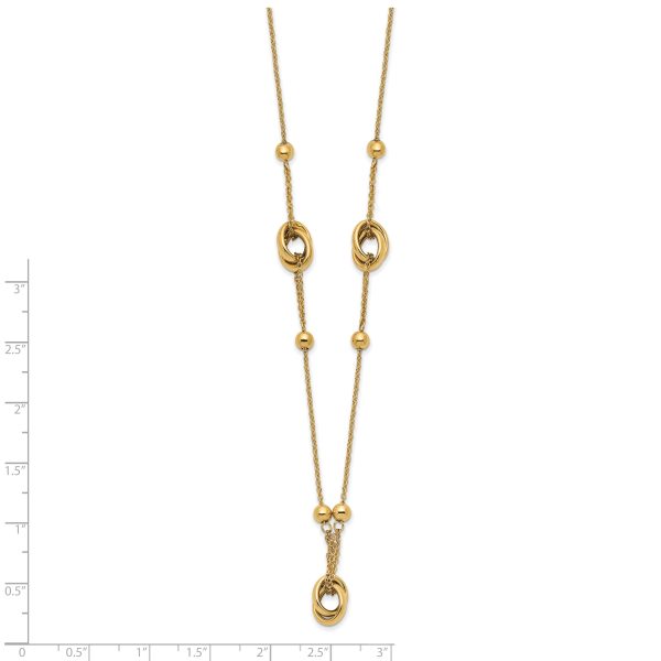 14K Polished Bead and Link w/1.5 in ext. Necklace - Image 3