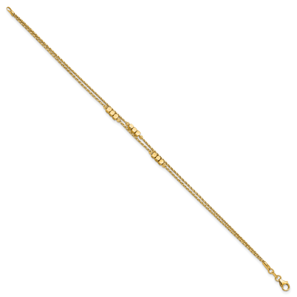 14K Polished D/C Beaded Double Strand Bracelet - Image 2