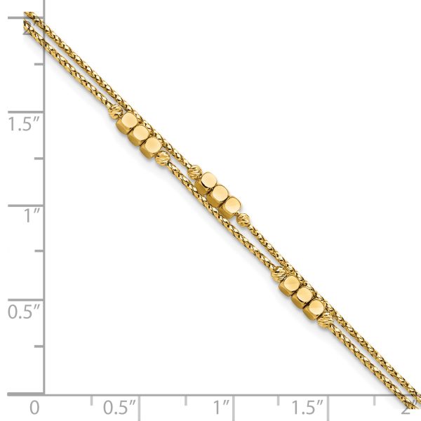 14K Polished D/C Beaded Double Strand Bracelet - Image 3