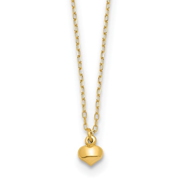 14k Polished Puffed Heart 16.5 inch Necklace