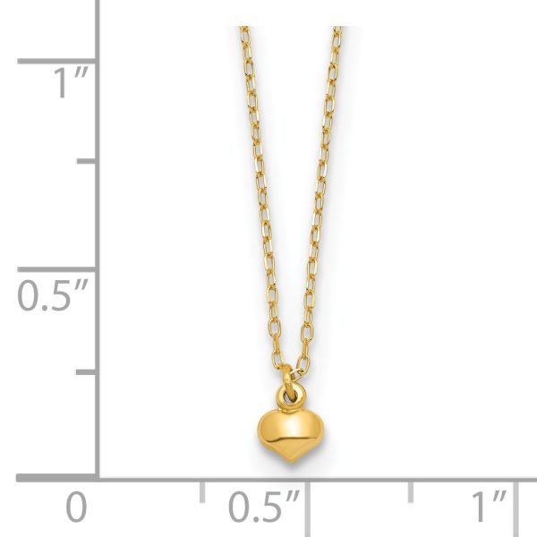 14k Polished Puffed Heart 16.5 inch Necklace - Image 3