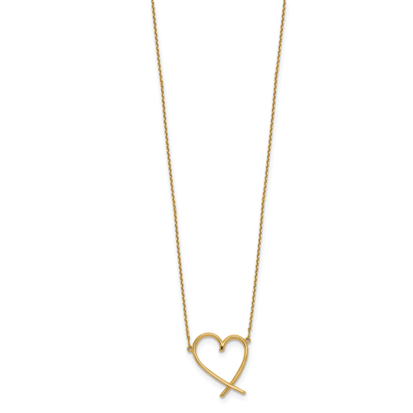 14K Polished Open Heart w/2 in ext. Necklace - Image 2