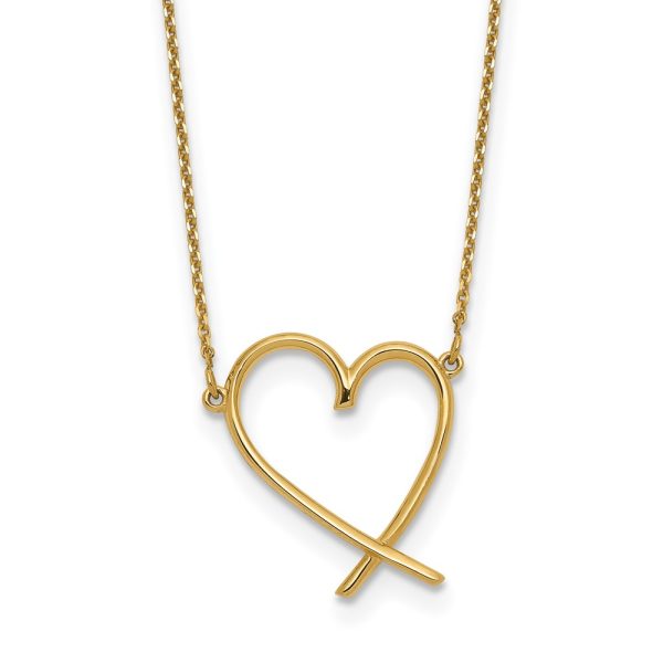 14K Polished Open Heart w/2 in ext. Necklace