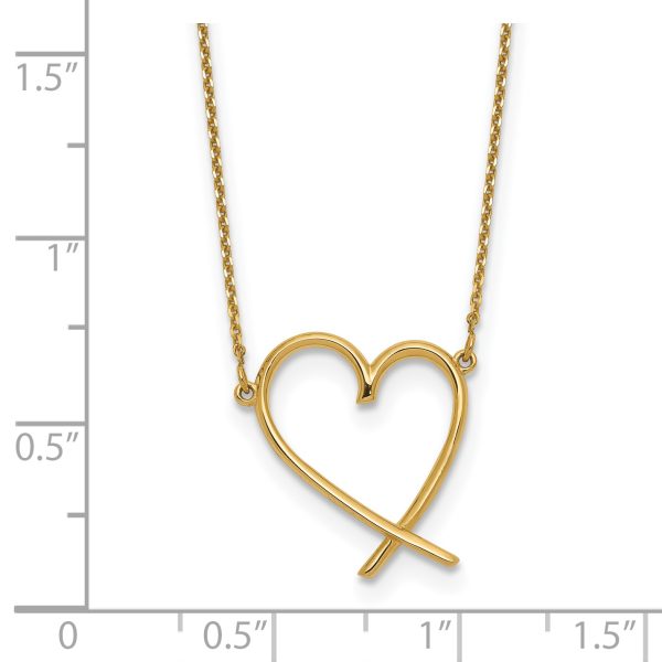 14K Polished Open Heart w/2 in ext. Necklace - Image 3