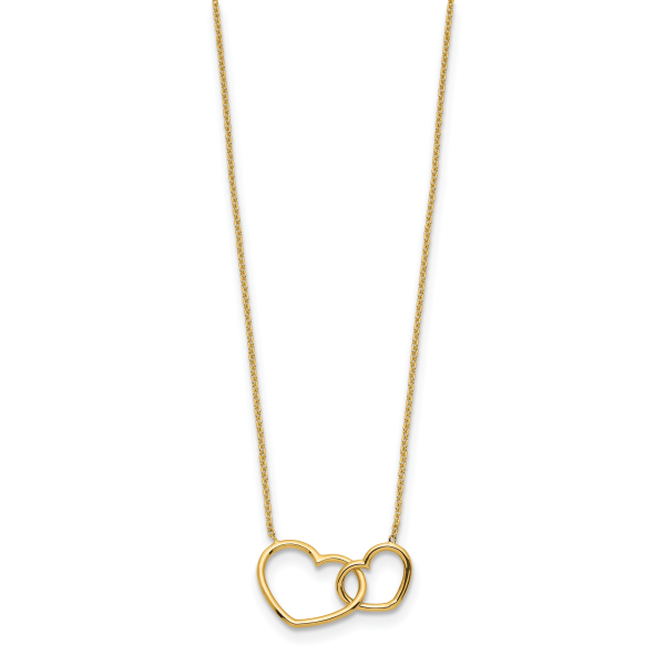 14K Polished Double Heart Necklace - Image 2