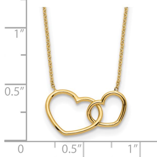 14K Polished Double Heart Necklace - Image 3