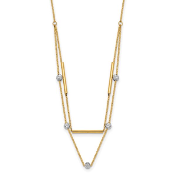 14K Two-tone D/C Beads Fancy 17in Necklace