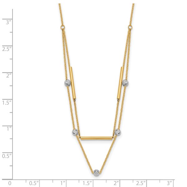 14K Two-tone D/C Beads Fancy 17in Necklace - Image 3