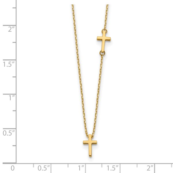 14k Sideways Cross and Cross Pendant Necklace - Image 3