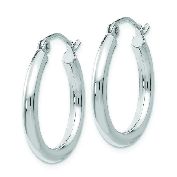 14K White Gold Polished 2.5mm Tube Hoop Earrings - Image 2