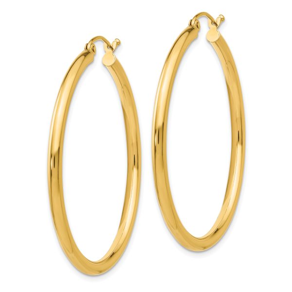 14K Polished 2.5mm Tube Hoop Earrings - Image 2