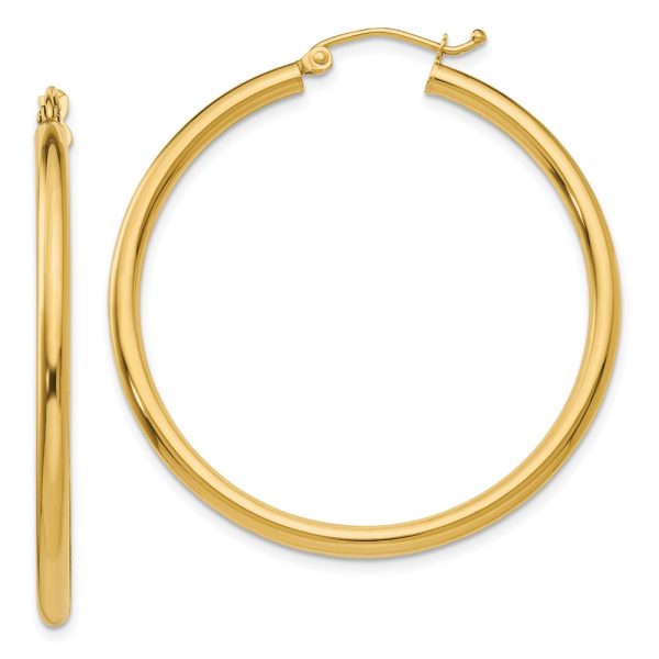 14K Polished 2.5mm Tube Hoop Earrings