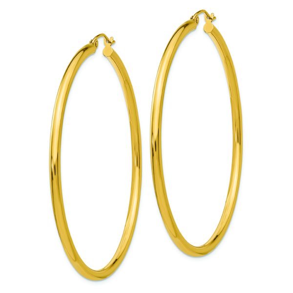 14K Polished 2.5mm Lightweight Tube Hoop Earrings - Image 2