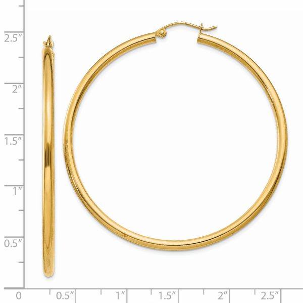 14K Polished 2.5mm Lightweight Tube Hoop Earrings - Image 3