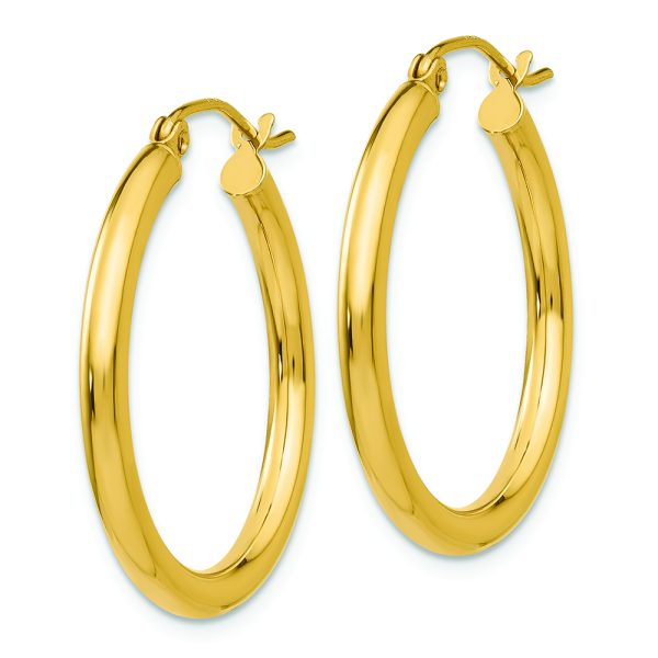 14K Polished 2.5mm Tube Hoop Earrings - Image 2