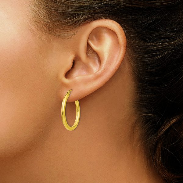 14K Polished 2.5mm Tube Hoop Earrings - Image 3