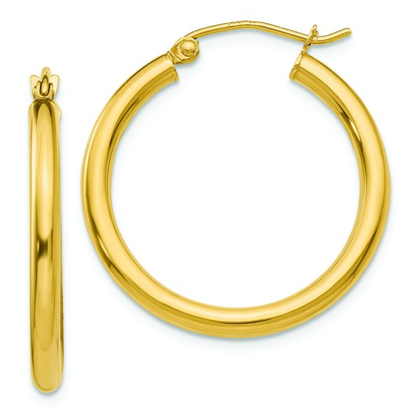 14K Polished 2.5mm Tube Hoop Earrings