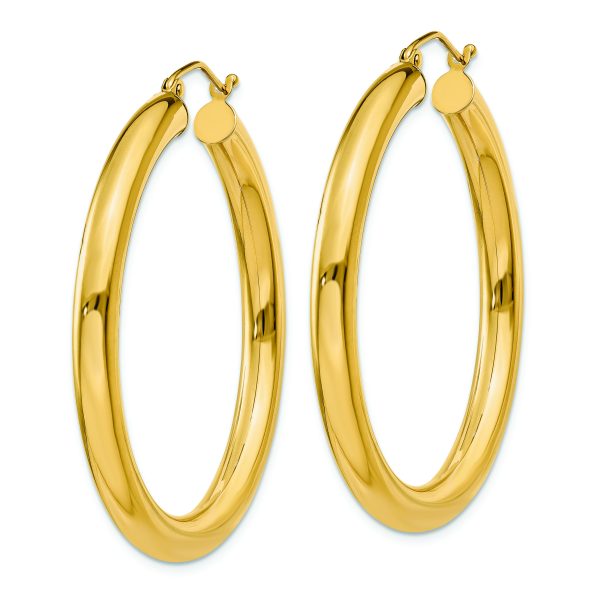 14K Polished 4mm Lightweight Tube Hoop Earrings - Image 2