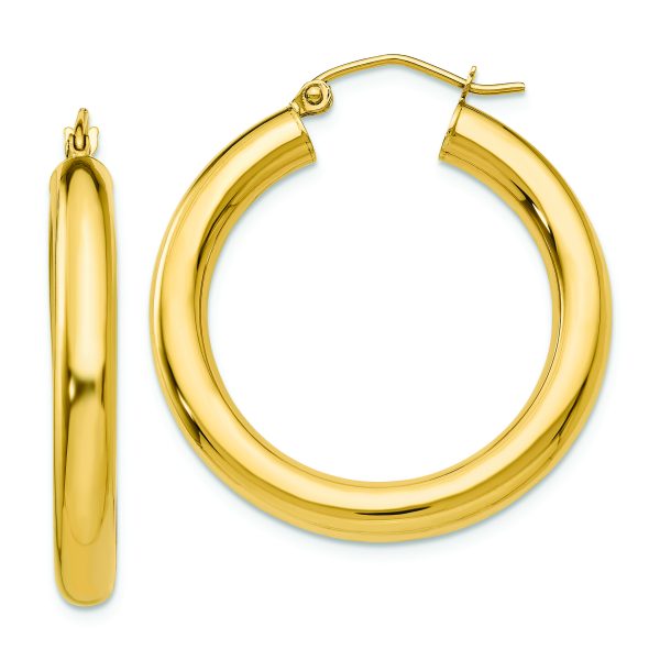 14k Polished 4mm Tube Hoop Earrings