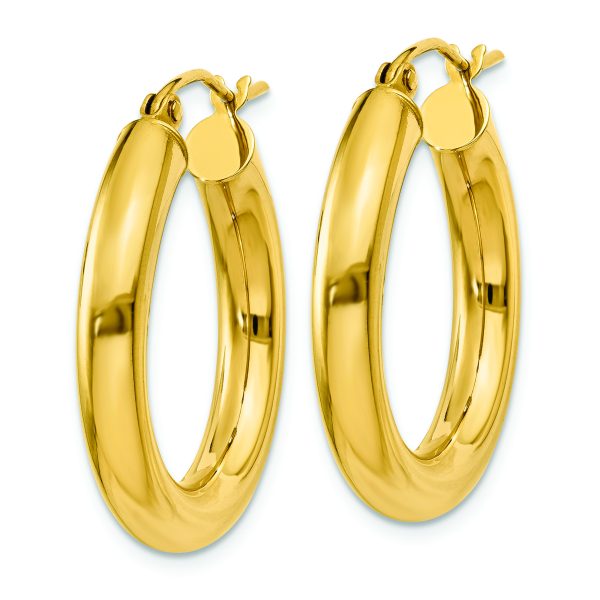 14k Polished 4mm Lightweight Tube Hoop Earrings - Image 2