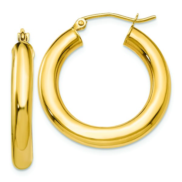 14k Polished 4mm Lightweight Tube Hoop Earrings