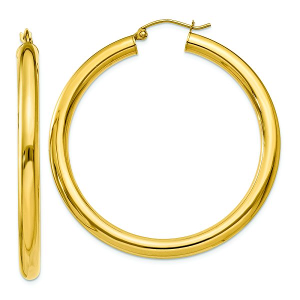 14K Polished 4mm Lightweight Tube Hoop Earrings