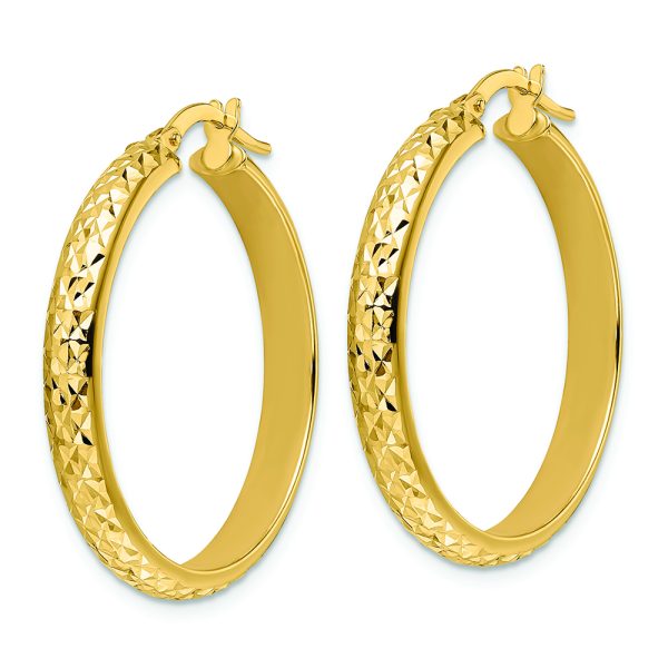 14K Polished Diamond Cut Hoop Earrings - Image 2