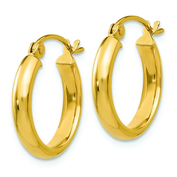 14k Round Tube Hoop Earrings - Image 2