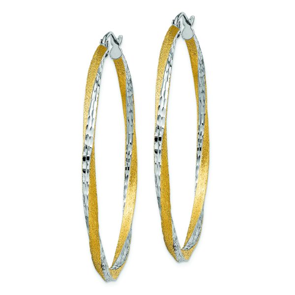 14k & Rhodium Diamond-cut 2.5mm Twisted Hoop Earrings - Image 2